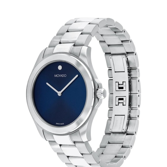 Movado Accessories - Movado Classic Silver Watch with Deep Blue Dial
